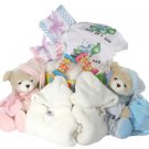 Twice as Nice Deluxe Gift Basket ~ 1 Pink and 1 Blue Bear