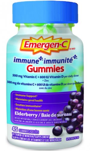 Emergen-C Immune + Gummies Elderberry 500mg Vitamin C & Multivitamin 45 Count Pack X 2