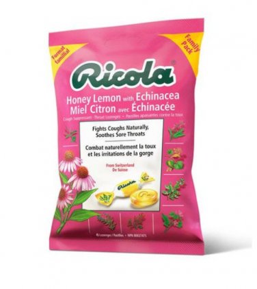 5 X Ricola Honey Lemon w/ Echinacea Cough Suppressant Throat Lozenges Family Pack - 45 Drops Pack
