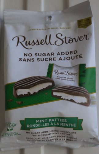 (Pack of 10) Russell Stover No Sugar Added Creamy Mint Patties in Dark Chocolate - 85 gram Pack