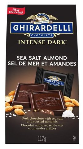 (Pack of 5) Ghirardelli Intense Dark Chocolate Sea Salt Almond Squares - 117 gram Pack