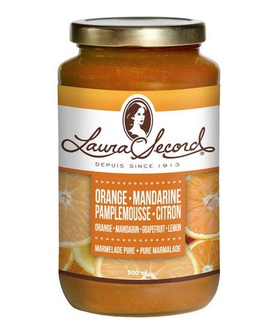 Laura Secord Orange Mandarin Grapefruit Lemon Pure Marmalade - 500 ml Pack (Pack of 2)