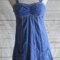 Miss Me Blue Beige Trim Embroidered Lined Sleeveless Summer Dress - Size Small