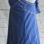 Miss Me Blue Beige Trim Embroidered Lined Sleeveless Summer Dress - Size Small
