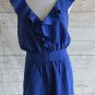 Pins and Needles Blue Full Zip Front Sleeveless Ruffle Neck Romper - Size 4