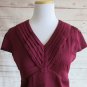 Banana Republic Burgundy Cap Sleeve Pleated V Neck Top Blouse - Size 4