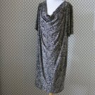 Jones New York Cheetah Print Short Sleeve Cowl Neck Shift Dress - Size 14 W
