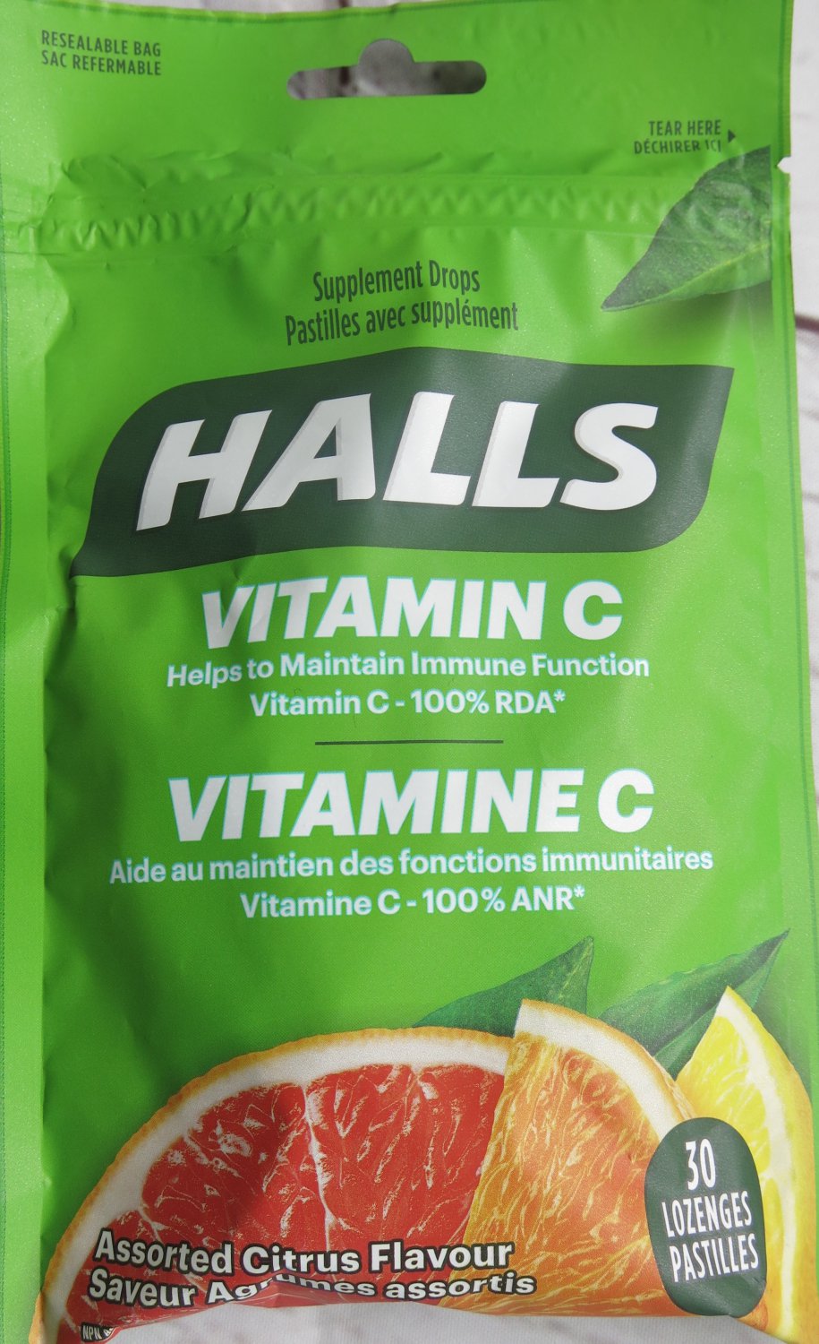 (Pack of 10) Halls Vitamin C Supplement Drops Assorted Citrus Flavour
