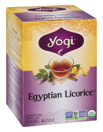Yogi Egyptian Licorice Caffeine Free Herbal Tea - 16 Tea bag/ 36 gram Pack (Pack of 6)