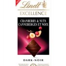 Lindt Excellence Cranberry and Nuts Dark Chocolate Bar - 100 gram Pack (Pack of 10)