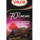 Valor 70% Cacao With Raspberry Dark Chocolate Bar - 100 gram Pack (Pack of 10)