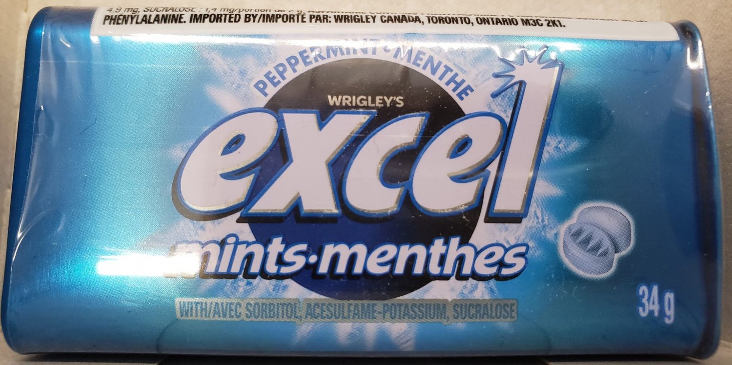 Wrigley's Excel Mints Peppermint 34 gram Pack (Pack of 10)