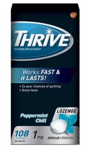 2 X Thrive Lozenges 1mg Regular Strength Nicotine Replacement Peppermint Chill - 108 Count Pack