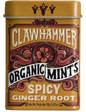 Clawhammer Organic Mints Spicy Ginger Root Mint Candy - 30 gram Pack (Pack of 10)
