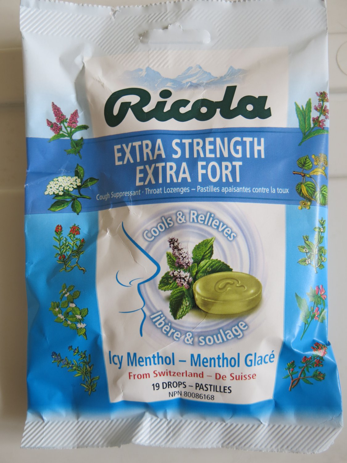 (Pack of 10) Ricola Extra Strength Sore Throat Lozenges Icy Menthol