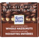 Ritter Sport Milk Chocolate With Whole Hazelnuts Chocolate Bar - 100 gram Pack (Pack of 10)