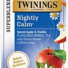 Twinings of London Nightly Calm  Spiced Apple & Vanilla Tea - 18 Teabags/ 27 gram Pack (Pack of 6)