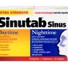 (Pack of 2) Sinutab Sinus Extra Strength Daytime & Nighttime Non Drowsy Caplet - 24 Caplets Pack