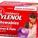 (Pack of 2) Tylenol Children's Fever & Pain Chewable Tablet Grape Flavor - 20 Tablets Pack