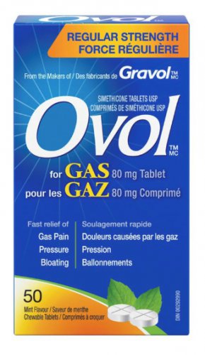 Ovol Regular Strength 80 mg Chewable Tablets Mint Flavour - 50 Tablets Pack (Pack of 2)