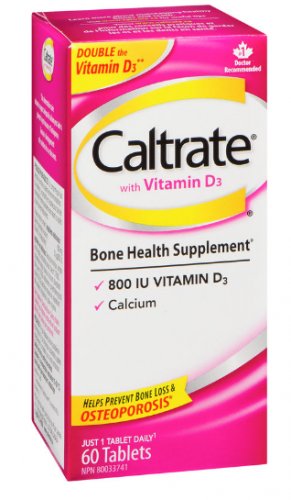 Caltrate Calcium & Vitamin D3 Bone Health Supplement Tablet - 60 Tablets Pack (Pack of 2)