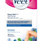 Veet Body & Leg Sensitive Skin Easy Gel Wax Strips - 40 Wax Strips & 4 Wipes Pack (Pack of 2)