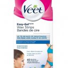 Veet Face, Bikini & Underarm Sensitive Skin Easy Gel Wax Strips - 40 Strips & 4 Wipes Pack X 2
