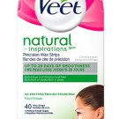 Veet Natural Inspiration Precision Wax Strips Face All Skin Types - 40 Strips & 4 Wipes Pack X 2