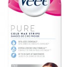 Veet Pure Cold Wax Strips Face Sensitive Skin - 40 Wax Strips & 4 Wipes Pack (Pack of 2)