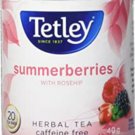 Tetley Summerberries Caffeine Free Herbal Tea - 20 Tea Bags/ 40 gram Pack (Pack of 6)