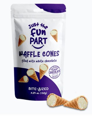 (Pack of 5) Just The Fun Part Waffle Cones Filled With White Chocolate  - 120 gram Pack