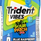6 X Trident Vibes Sour Patch Kids Blue Raspberry Sugar Free Gum - 40 Pieces/ Bottle Pack