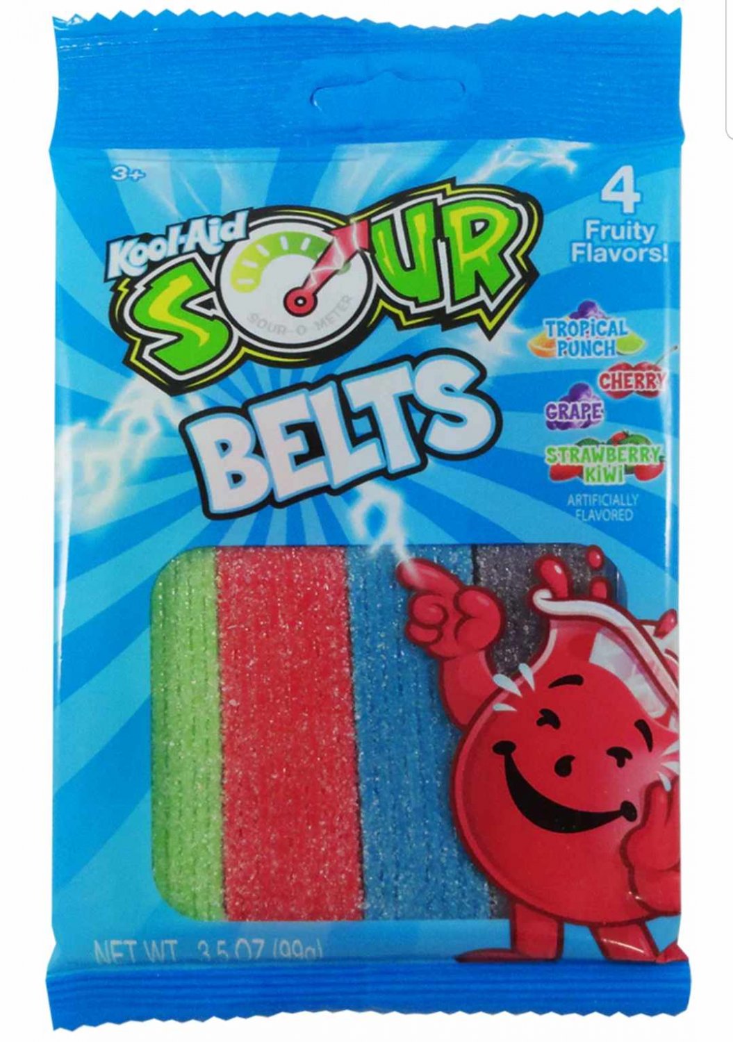 (Pack of 10) Kool-Aid Sour Belts 4 Fruity Flavor - 99 gram Pack
