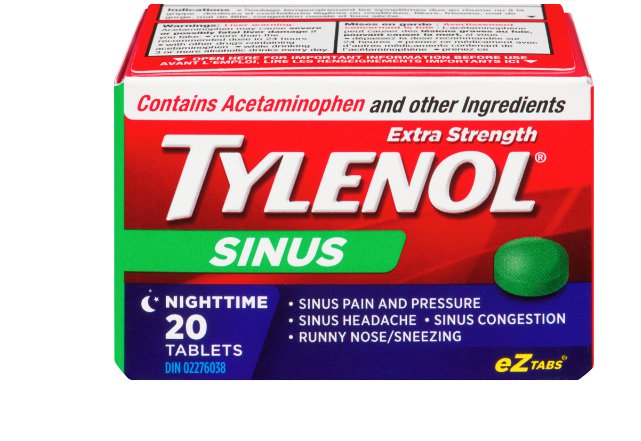 (Pack of 2) Tylenol Extra Strength Sinus Nighttime Relief EZTabs - 20 Tablets/ Pack