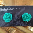 Turquoise Aqua Flower Stud Earrings by Aus Made Jaimia Jewellery