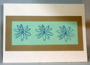 Handmade Card - Sea Foam Green, Khaki and Flowers