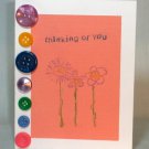 Handmade Card - Pink Button Border Thinking of You