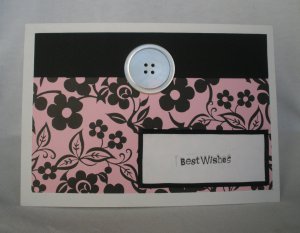 Handmade Card - Pink Button Best Wishes