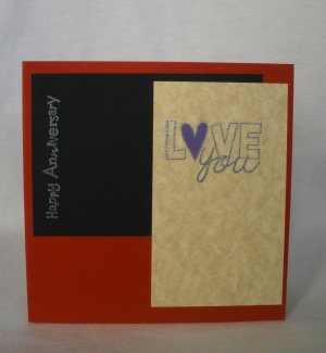 Handmade Card - Black Red & Silver Love You/Anniversary