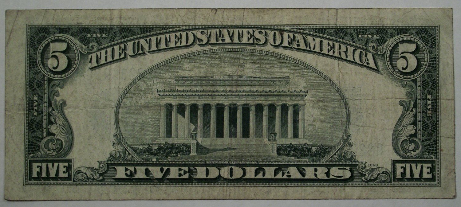 Series of 1934 D Five Dollar Silver Certificate Q82235978A
