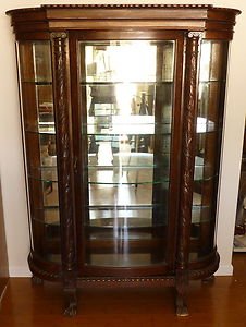 Early 1800's Mahogany Carved China Cabinet