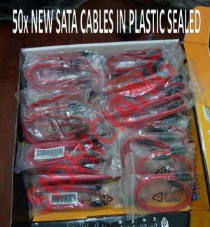 LOT OF 50 NEW SERIAL SATA DATA CABLES SEALED IN PLASTIC CHEAP PRICE