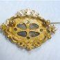 *Guilloche Brooch/Pin by Art, Antique Style Mounting with Faux Pearls, Rhinestones and Beads