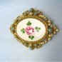 *Guilloche Brooch/Pin by Art, Antique Style Mounting with Faux Pearls, Rhinestones and Beads