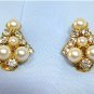 *Elegant "Kite" Shaped Clipon Earrings: with White Faux Pearls and Sparkling Rhinestones
