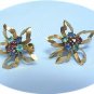 *Dainty Vintage Reis Screwback Earrings: Multicolored Rhinestones in 1/20 12K GF Flowers