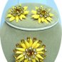 *Pretty Yellow Soft Plastic Vintage Brooch/Earrings: Accented with Sparkling Topaz and Lemon RS
