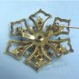 *Vintage Brooch/Pin: Unusual Green "Star" Glass Stone, Sparkling Rhinestones, Goldtoned Mounting