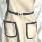 Custom Made Dress from Irene Herbert's Salon in Tulsa: Elegant Beige Linen with Navy Accents