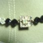 *Vintage Black and Clear Crystal Choker Necklace with Rhinestone Clasp